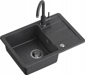Zlewozmywak granitowy Quadron GO- SMART TQ6244GSCZ Czarny + bateria