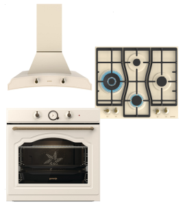 Zestaw Gorenje Piekarnik BOS67372CLI + Płyta Gazowa Gorenje GW6D42CLI + Okap przyścienny Gorenje DK63MCLI