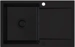 Zlewozmywak granitowy Ruvetti SIGNUM 160, Syfon Gratis, Czarny Full black